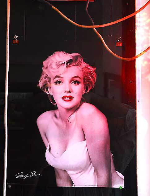 Marilyn Monroe poster in a shop window on Hollywood Boulevard 