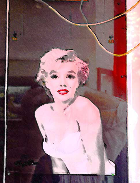 Marilyn Monroe poster in a shop window on Hollywood Boulevard - modified using a filter available in Photoshop 7.0