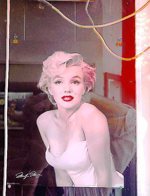 Marilyn Monroe poster in a shop window on Hollywood Boulevard - modified using a filter available in Photoshop 7.0