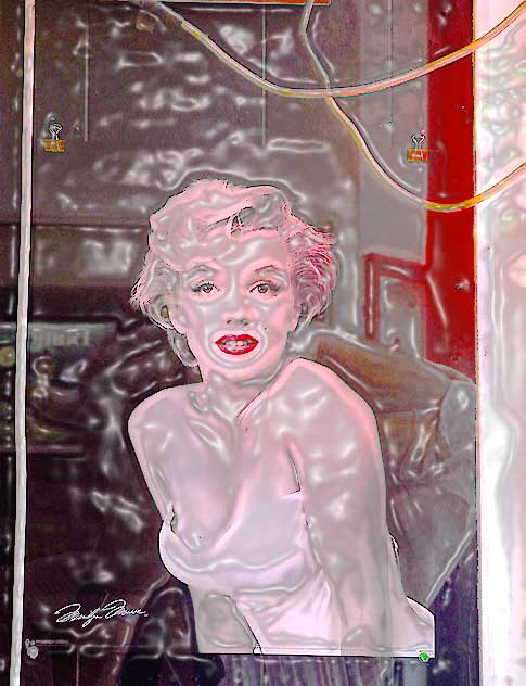 Marilyn Monroe poster in a shop window on Hollywood Boulevard - modified using a filter available in Photoshop 7.0