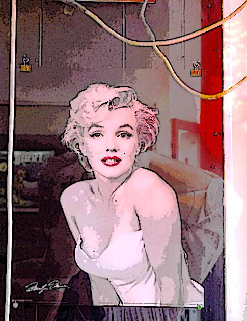 Marilyn Monroe poster in a shop window on Hollywood Boulevard - modified using a filter available in Photoshop 7.0