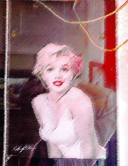 Marilyn Monroe poster in a shop window on Hollywood Boulevard - modified using a filter available in Photoshop 7.0