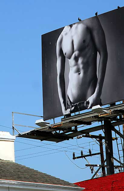 Billboard, male torso, above the Whisky a Go Go, West Hollywood