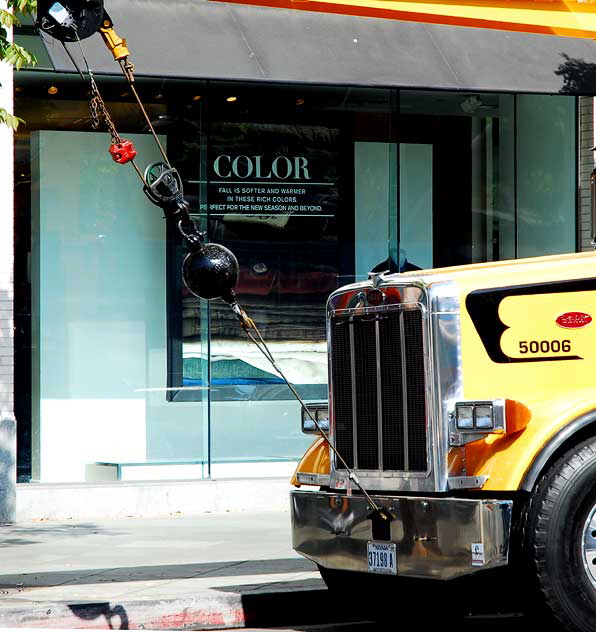 A big yellow truck, parked in Santa Monica