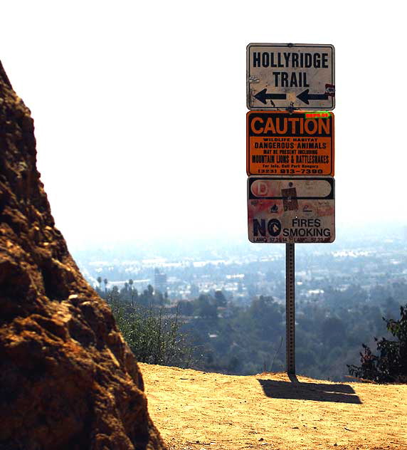 Warning sign on the Hollyridge Trail, Mount Lee, Hollywood