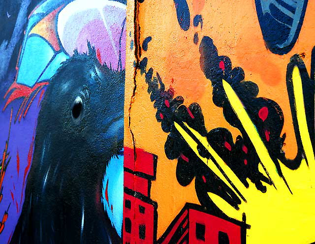 Graffiti bird's eye with flames