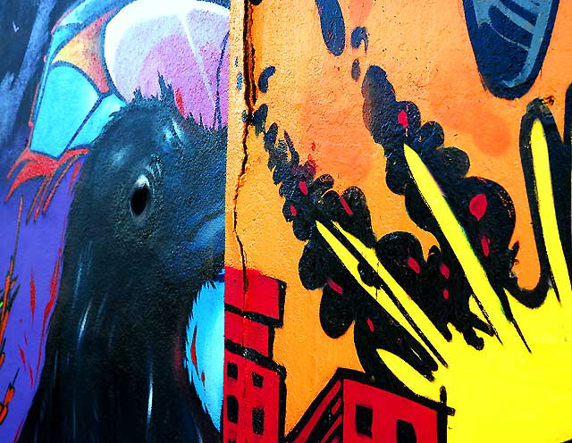 Graffiti bird's eye with flames