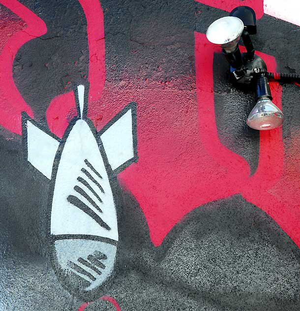 Graffiti bomb and spotlights