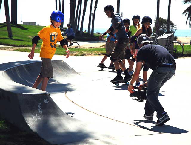 Skateboard commercial being filmed in Venice Beach