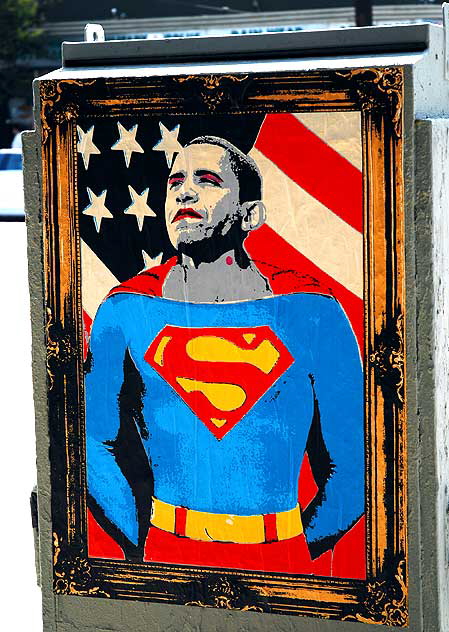 Obama as Superman - poster on utility box - Sunset Junction 