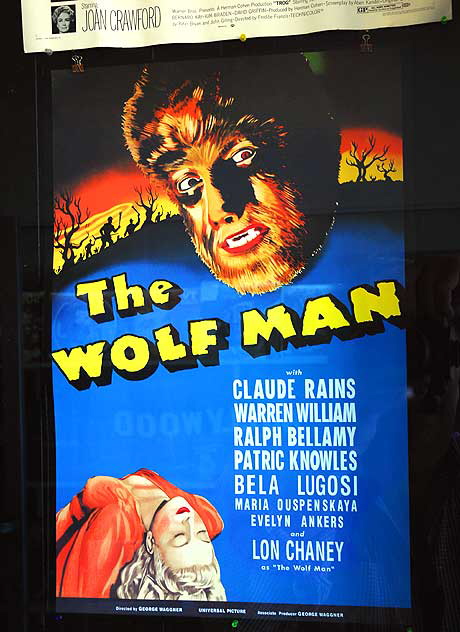 Poster in shop window, Hollywood Boulevard - The Wolf Man