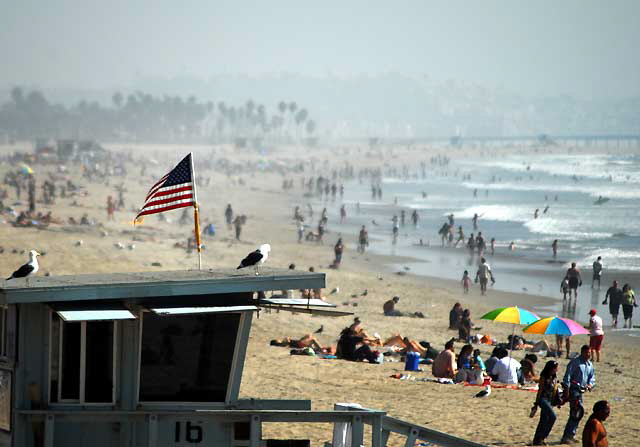 The beach south of the Santa Monica Pier, Thursday, October 9, 2008