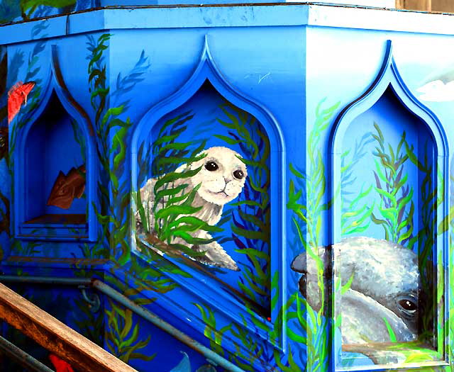 Mural near the entrance to the aquarium under the Santa Monica Pier