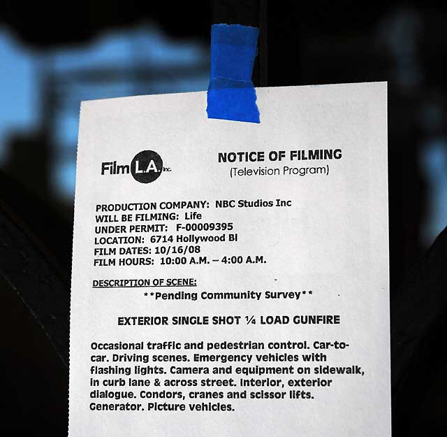 Filming Notice, Hollywood Boulevard - Life, NBC