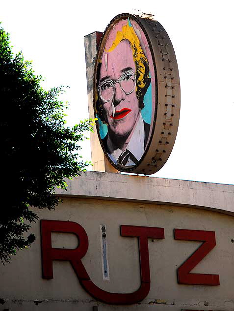 Marquee, the old Ritz Theater on Hollywood Boulevard - new stickers