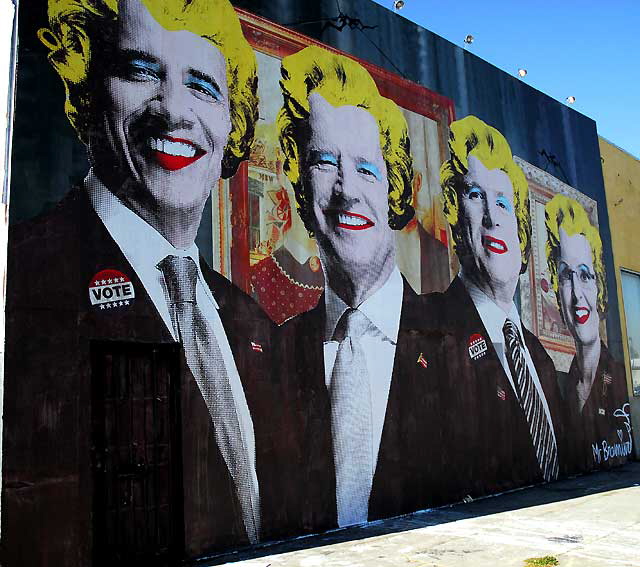 Spotted on La Brea, a block north of San Vicente, the candidates