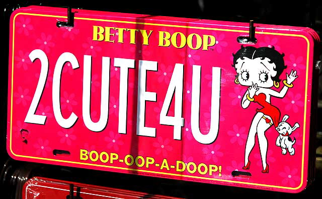 Betty Boop license plate in shop window, Hollywood Boulevard