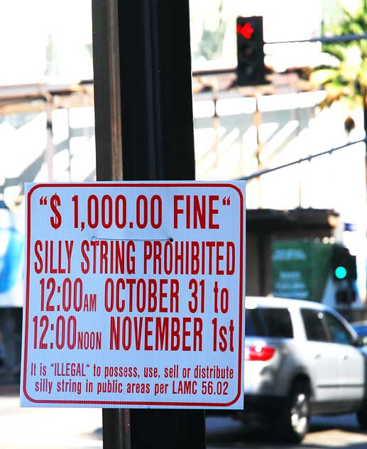 LAMC warning regarding Silly String on Halloween Night, Hollywood Boulevard