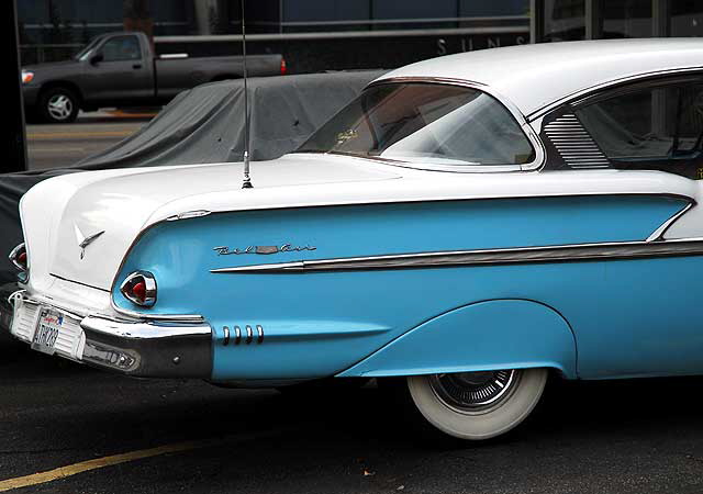 1958 Chevrolet Bel-Air coupe - original two-tone white-turquoise paint scheme