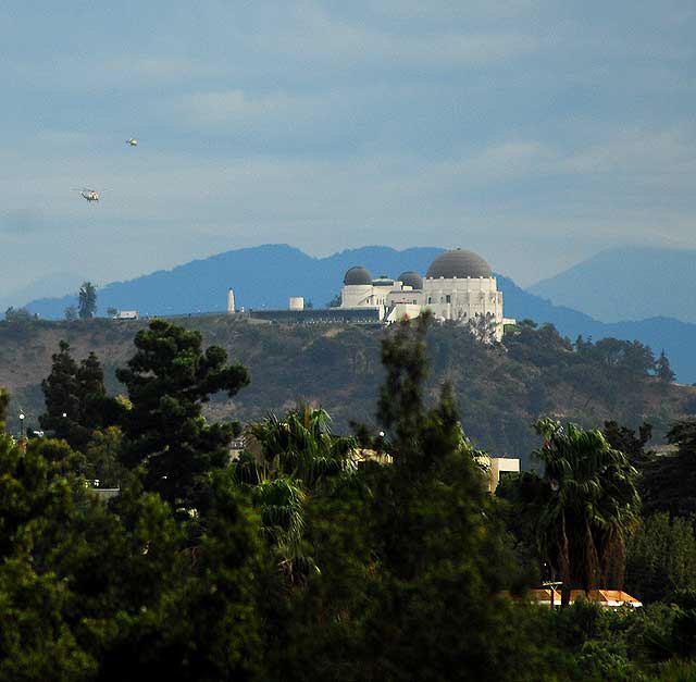 Griffith Park Observatory and news copters 