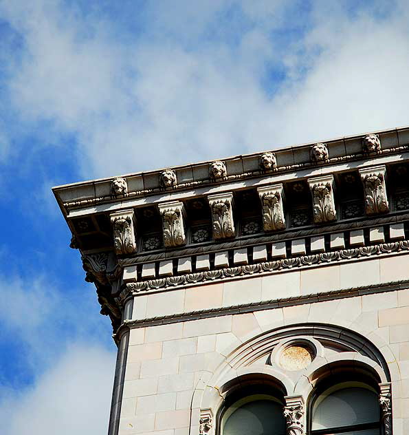 Security Pacific Bank Building, 1921, John and Donald B. Parkinson, 6381 Hollywood Boulevard, at Raymond Chandler Square - the model for the Cahuenga Building, where Chandler's cynical but observant detective, Philip Marlowe, leased an office on the sixth floor.