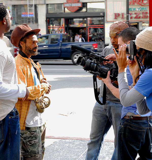 Interviewing voters on Hollywood Boulevard, Tuesday, November 4, 2008 - Election Day