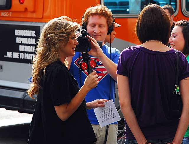 Interviewing voters on Hollywood Boulevard, Tuesday, November 4, 2008 - Election Day