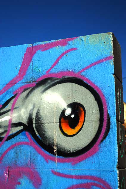 Big Eye, Blue Sky - graffiti wall in alley behind Melrose Avenue