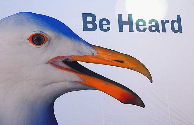 Bird billboard at Cahuenga and Santa Monica Boulevard, Hollywood - Be Heard