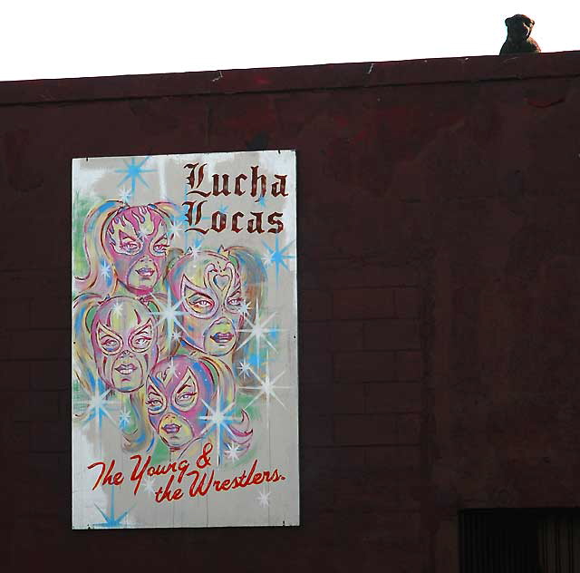 Dog on roof and theater poster, Santa Monica Boulevard at Hudson