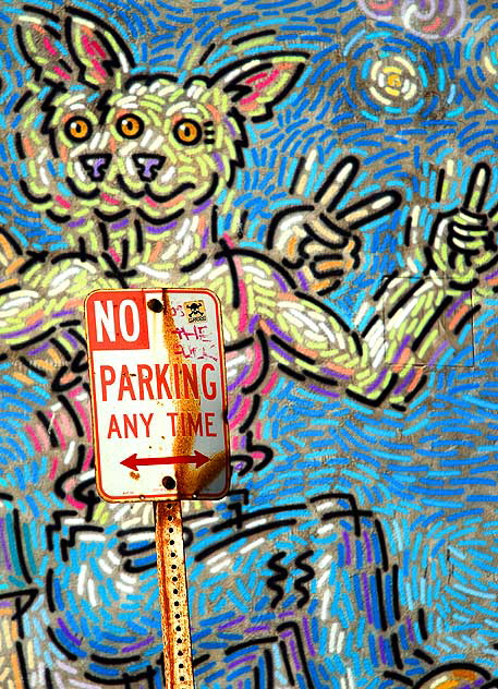 Robert Cronk mural and No Parking sign, Venice Beach
