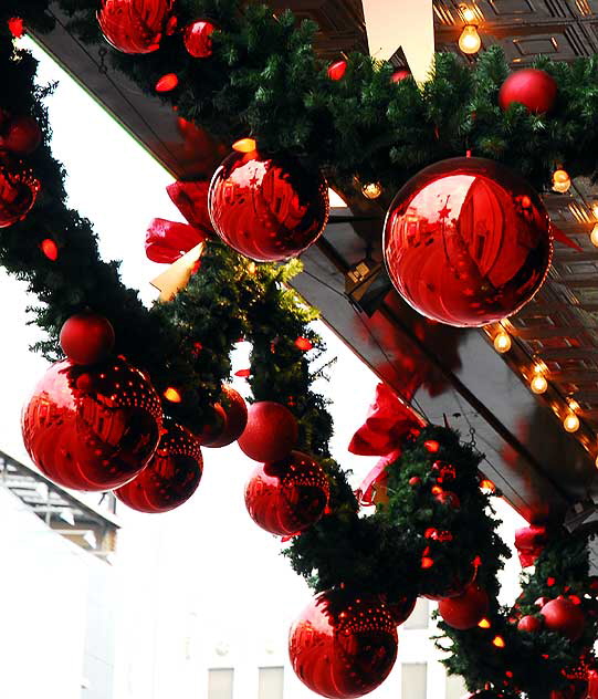 Hollywood Boulevard reflected in Christmas ornaments