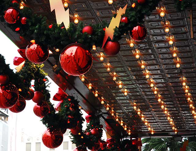 Hollywood Boulevard reflected in Christmas ornaments