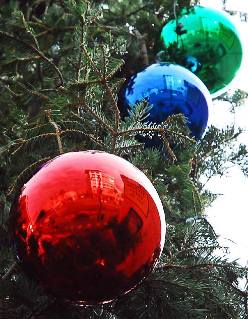 Hollywood Boulevard reflected in Christmas ornaments