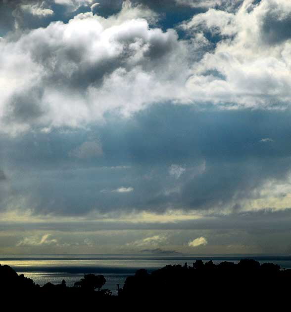 The Pacific as seen from Mulholland Drive on a rainy day