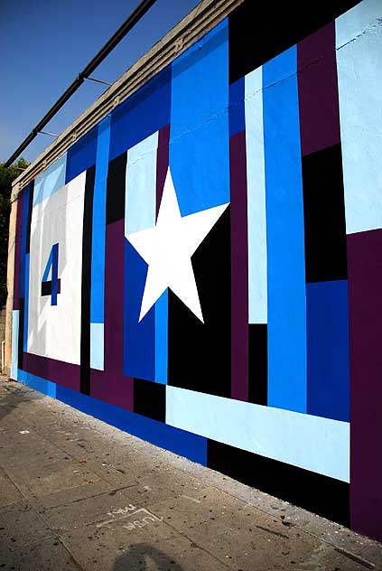 "4 Star" blue wall, La Brea, just south of Melrose