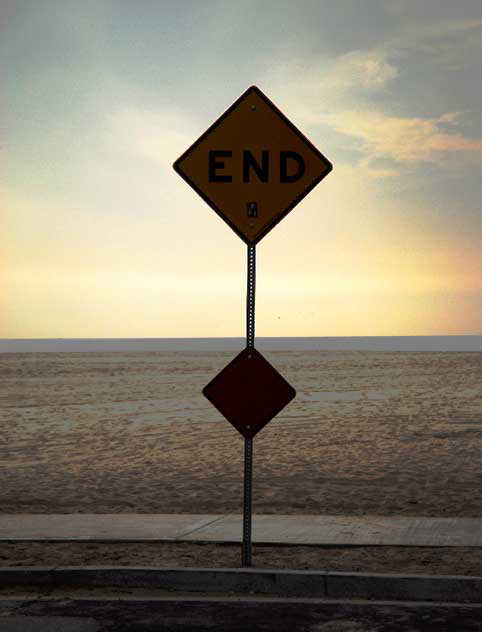 End sign, Marina Peninsula, just south of Venice Beach, where America ends at the Pacific