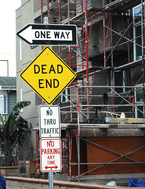 Assorted street signs, Marina Peninsula, just south of Venice Beach