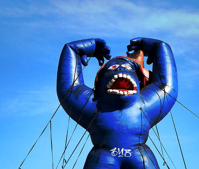 Giant blue inflatable ape, discount furniture store, La Cienega Boulevard  
