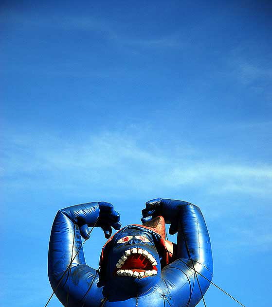 Giant blue inflatable ape, discount furniture store, La Cienega Boulevard  