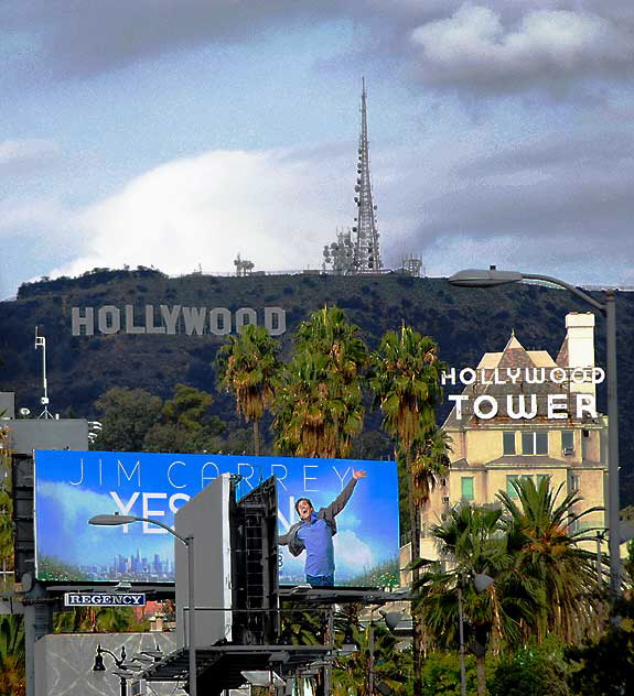 Hollywood Sign, Hollywood Tower, as seen from Sunset and Argyle 