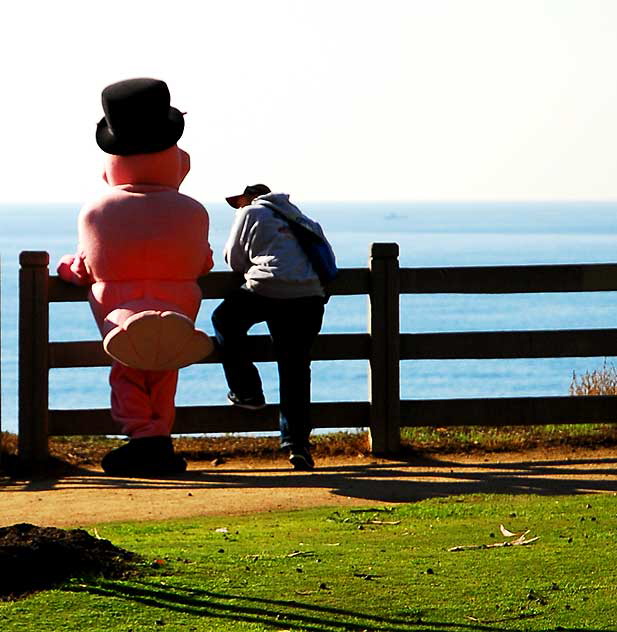 Pink Suit and Top Hat, and Friend - Palisades Park on Ocean Avenue in Santa Monica, Thursday, December 18, 2008