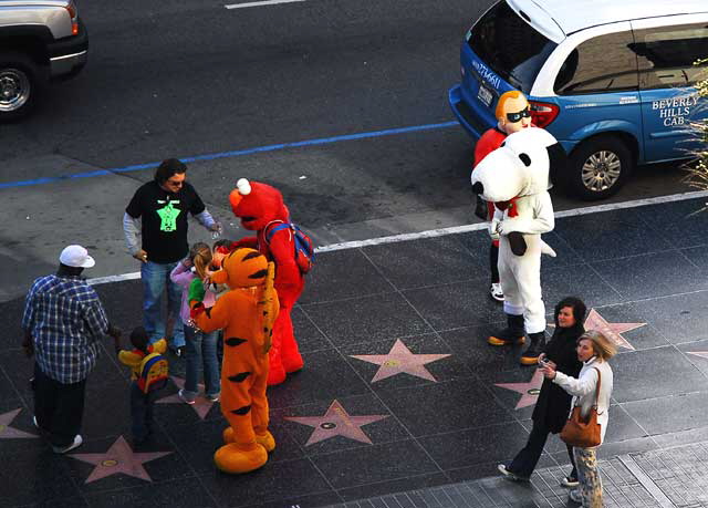 Characters on sidewalk in front of the Kodak Theater, Hollywood