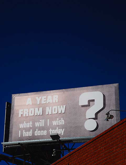 Karl Haendel's 2008 "A year from now, what will I wish I had done?" - La Cienega Boulevard between Venice and Washington Boulevards, the first of the twenty-two off-site projects for the 2008 California Biennial Karl Haendel's 2008 "A year from now, what will I wish I had done?" - La Cienega Boulevard between Venice and Washington Boulevards, the first of the twenty-two off-site projects for the 2008 California Biennial