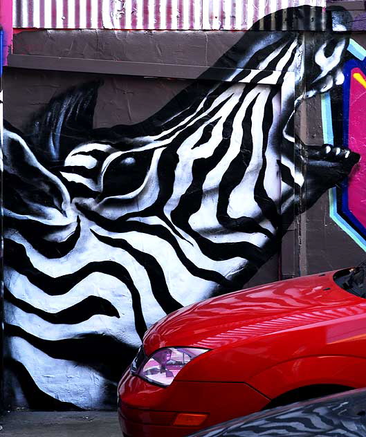 Zebra mural, alley behind Melrose Avenue