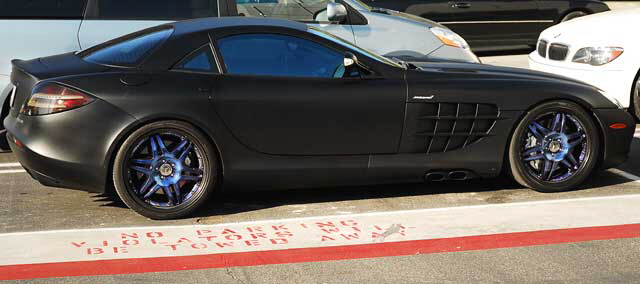 In the parking lot behind Sunset Plaza, a new Mercedes-Benz SLR McLaren