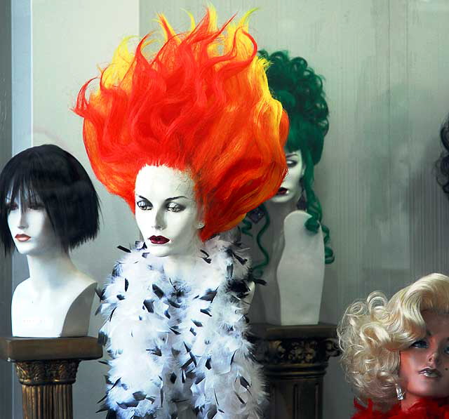 Wigs in shop window, Hollywood Boulevard