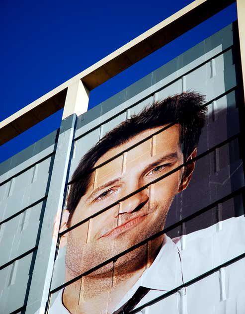 Building wrap above La Brea Boulevard in Hollywood 