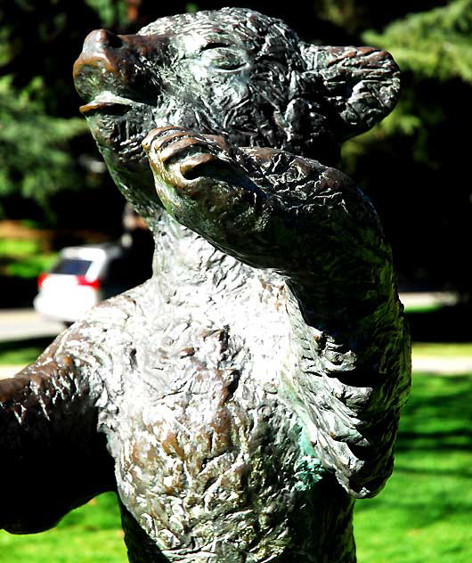 Bronze bear at Western Avenue entrance to Griffith Park, Los Angeles