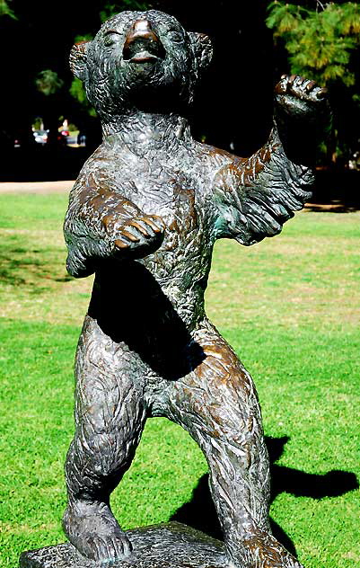 Bronze bear at Western Avenue entrance to Griffith Park, Los Angeles